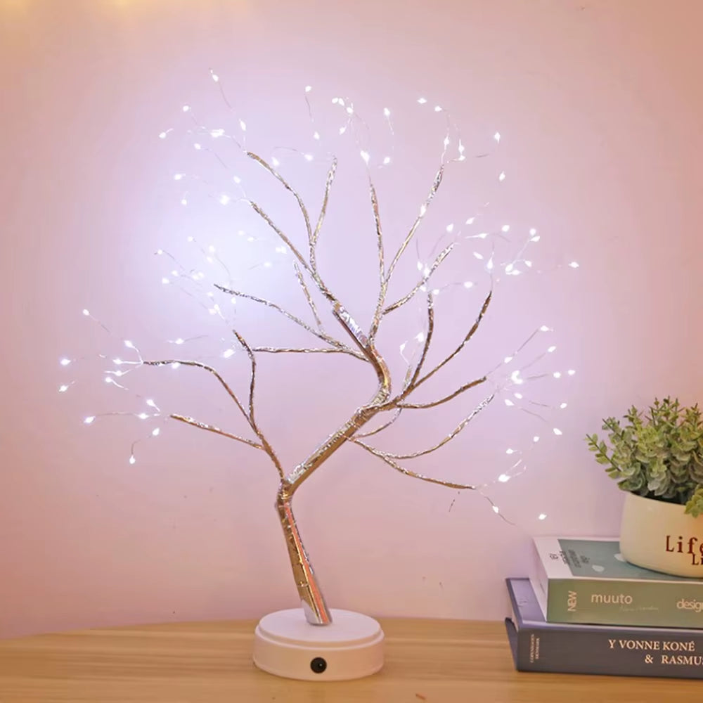 LED Tree Table Night Light USB Battery Operated Table Lamp Christmas Home Fairy Bedroom Indoor Kids Bar Decorati