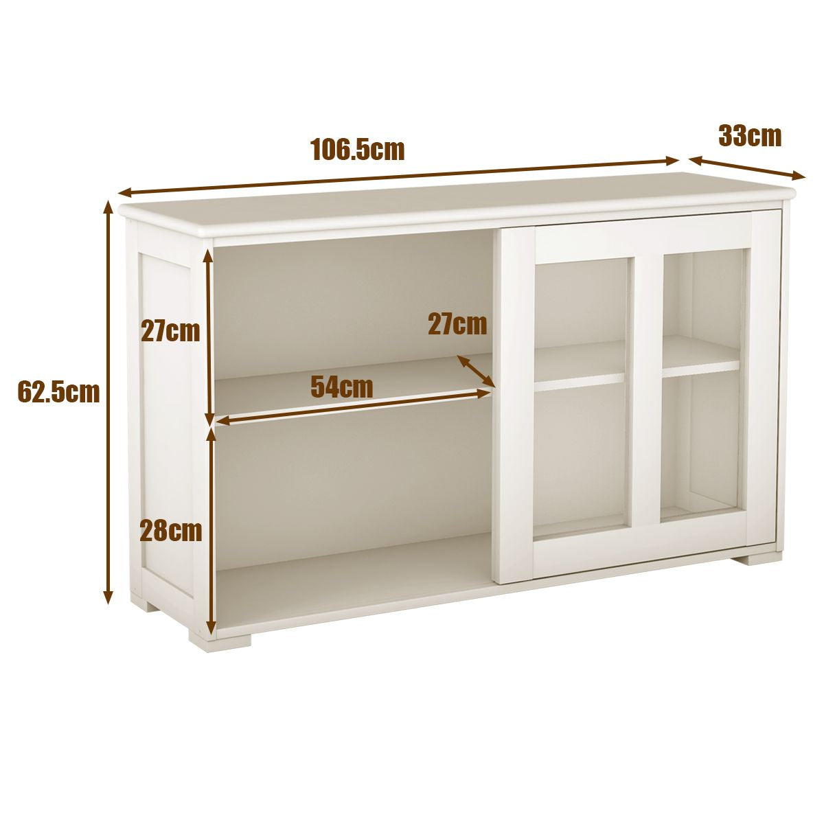 Sideboard Küchenschrank Wohnzimmerregel Mit Schiebetüren Cremeweiß 106,5 X 33 X 62,5 Cm