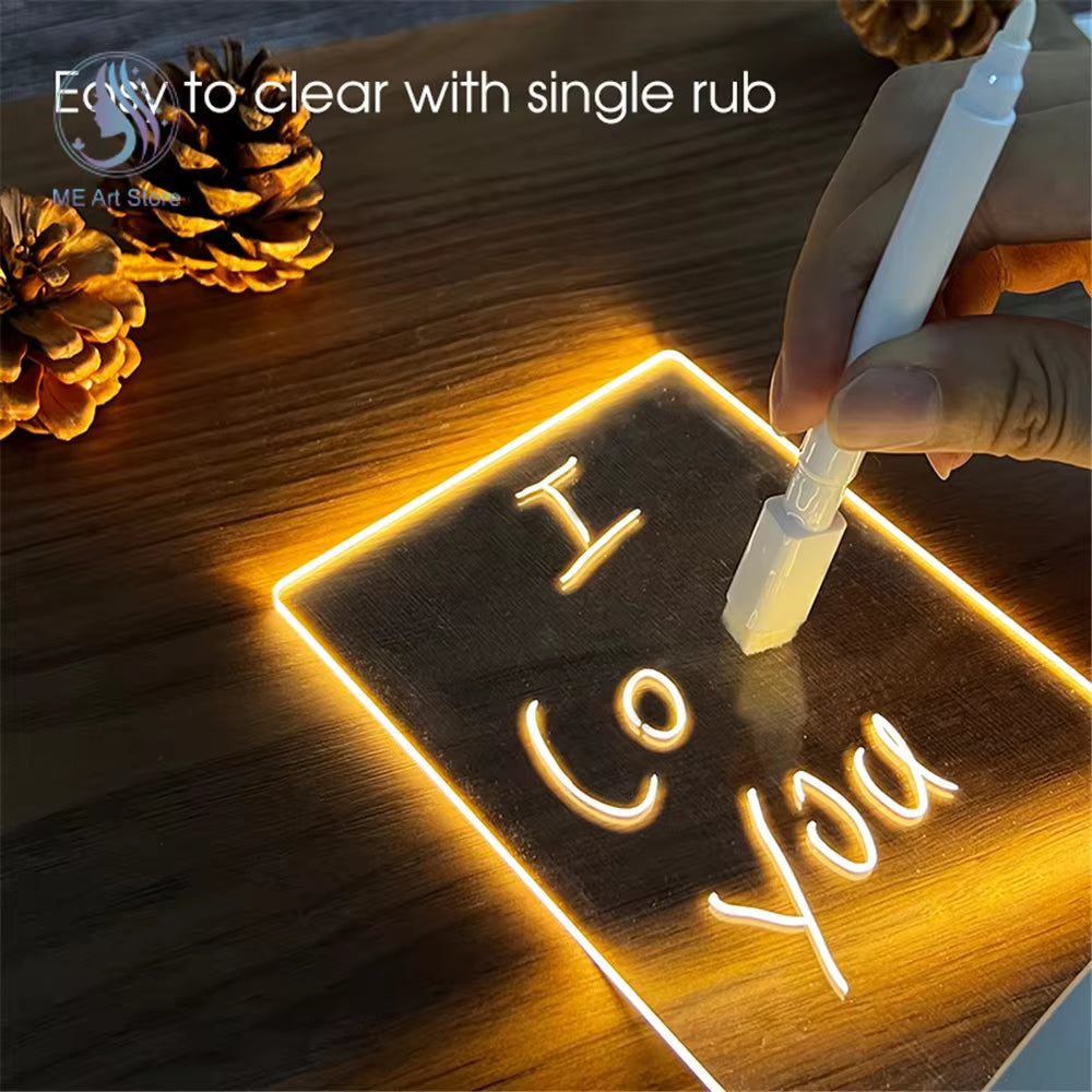 LED Night Light Note Board Message Board with Pen USB Power Decor Night Lamp Gift for Children Girlfriend Decorative Night Lamp