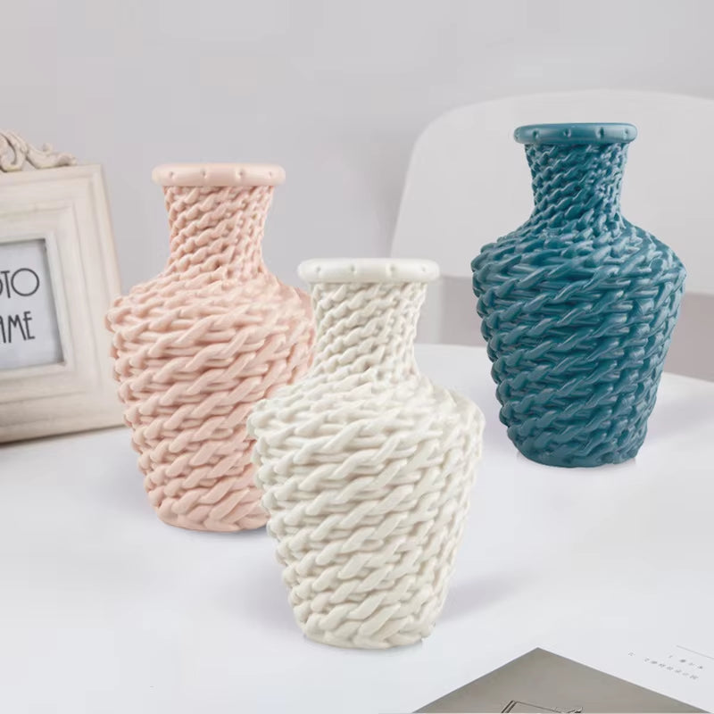 Nordic New Flower Vase Home Decor Plastic Vases Imitation Ceramic Unbreakable Flower Basket for Wedding Modern Room Home Decor