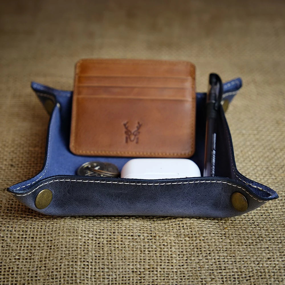 Trevi- Genuine Leather Catchall Tray, Desk Organizer