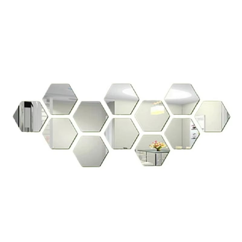 6/12Pcs 3D Hexagon Mirror Wall Sticker Rose Gold DIY TV Background Living Room Stickers Wall Decor Bedroom Bathroom Home Decor