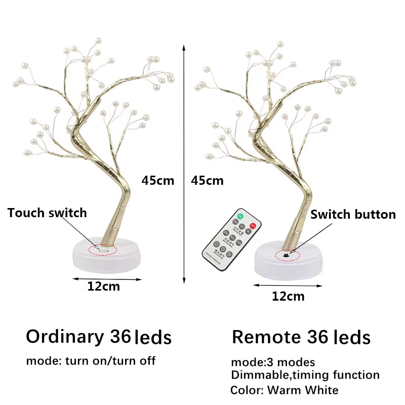 LED Tree Table Night Light USB Battery Operated Table Lamp Christmas Home Fairy Bedroom Indoor Kids Bar Decorati