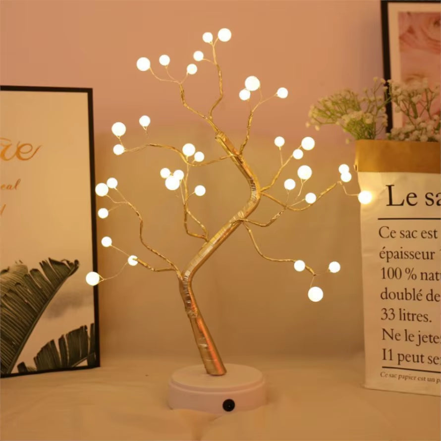 LED Tree Table Night Light USB Battery Operated Table Lamp Christmas Home Fairy Bedroom Indoor Kids Bar Decorati