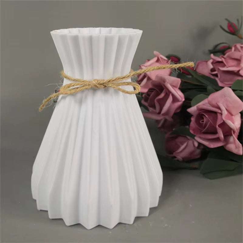 Nordic New Flower Vase Home Decor Plastic Vases Imitation Ceramic Unbreakable Flower Basket for Wedding Modern Room Home Decor