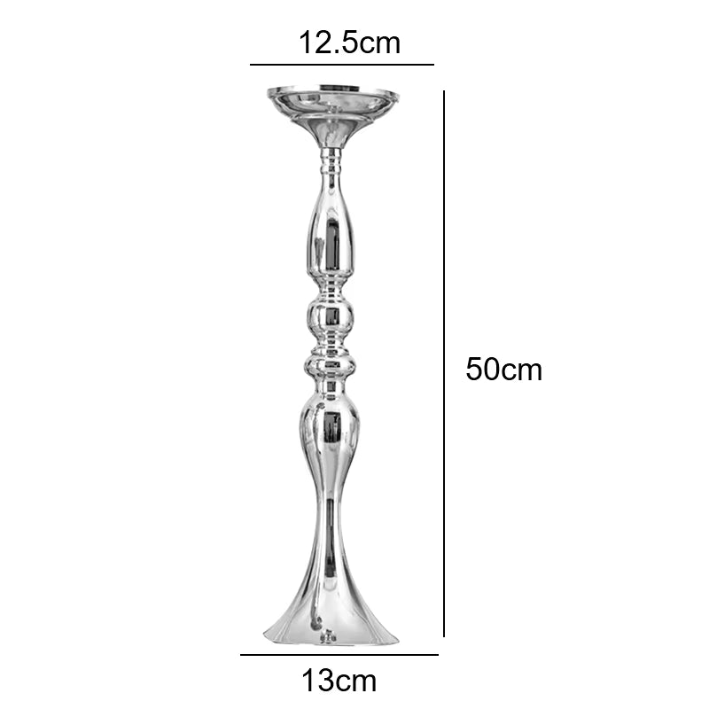 Metal Candle Holder Wedding Flowers Vases Simulation Silk Flower Ball Candlestick Centerpieces Home Party Wedding Table Decor