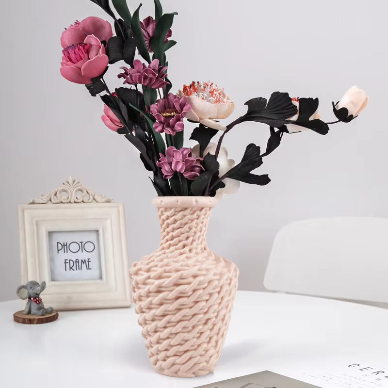 Nordic New Flower Vase Home Decor Plastic Vases Imitation Ceramic Unbreakable Flower Basket for Wedding Modern Room Home Decor