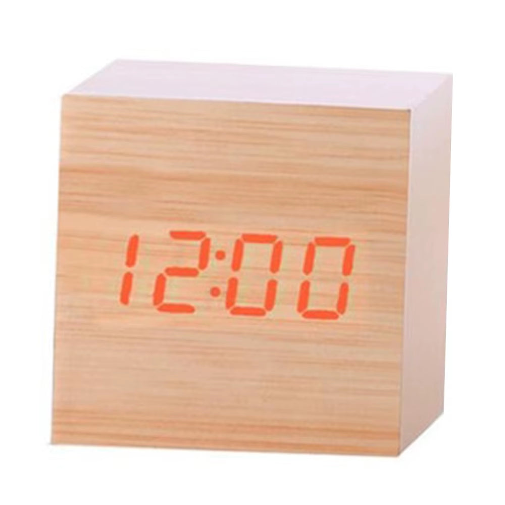 New Arrival Wooden LED Alarm Clocks Temperature Electronic Clock Sounds Control Digital LED Display Desktop Calendar Table Clock