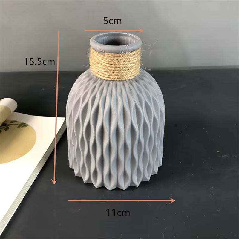 Nordic New Flower Vase Home Decor Plastic Vases Imitation Ceramic Unbreakable Flower Basket for Wedding Modern Room Home Decor