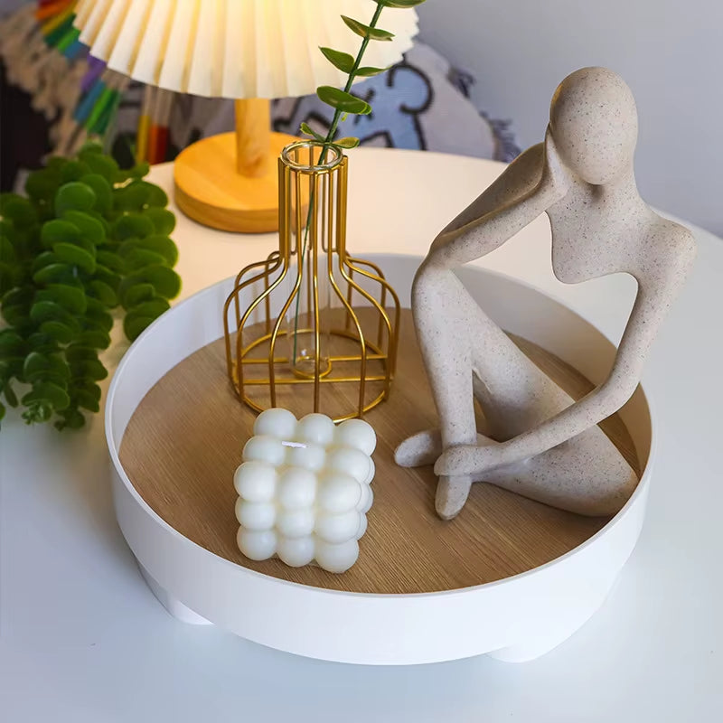 Modern Decorative Tray Home Decor Vase Storage Organizer Box Table Aromatherapy Candlestick round Stand Office Desktop Decor