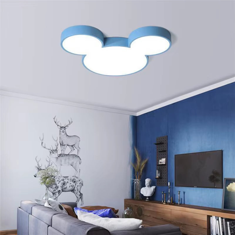 Cute Modern Ceiling Lamp Led Mickey Nordic Creative Lighting Fixture Living Child Kid Indoor Remote Control Decor Macaron Light