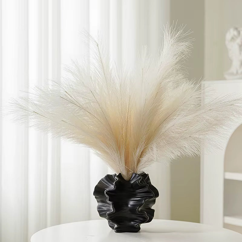 Ceramic Coral Vase Nordic Art Beige Matte Container for Flower Pampas Grass Living Room Tabletop Centerpieces Decoration