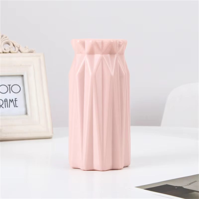 Nordic New Flower Vase Home Decor Plastic Vases Imitation Ceramic Unbreakable Flower Basket for Wedding Modern Room Home Decor