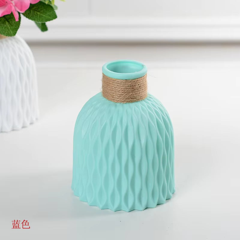 Nordic New Flower Vase Home Decor Plastic Vases Imitation Ceramic Unbreakable Flower Basket for Wedding Modern Room Home Decor