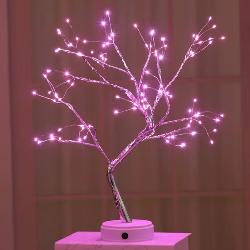 LED Tree Table Night Light USB Battery Operated Table Lamp Christmas Home Fairy Bedroom Indoor Kids Bar Decorati