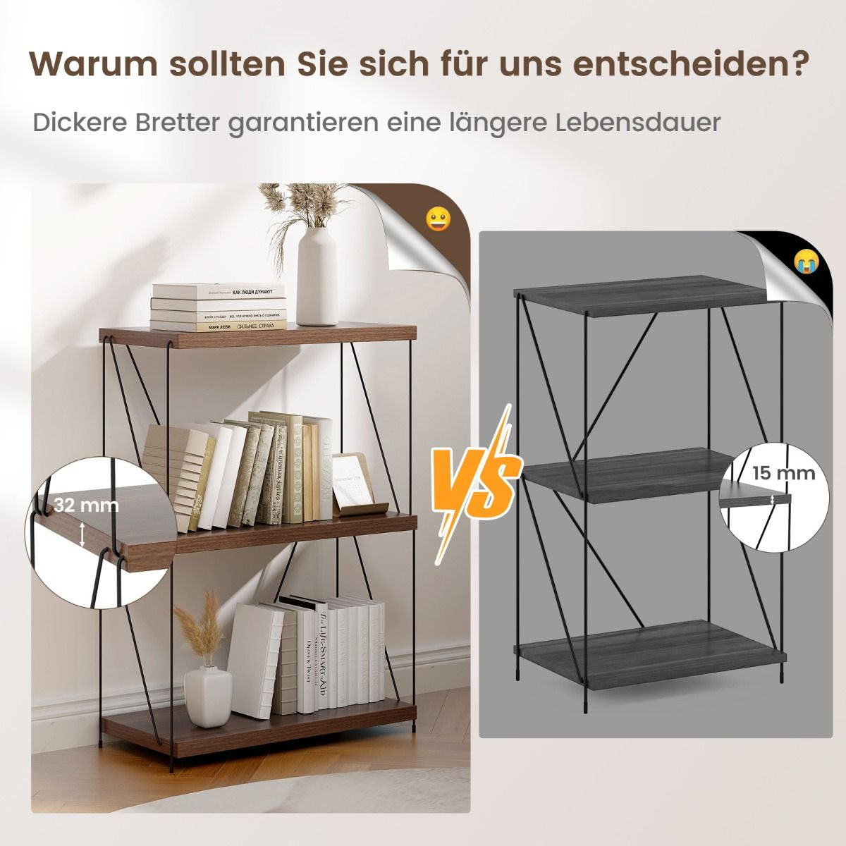 3 Ebenen Standregal Mit Metallrahmen Industrielles Bücherregal Lagerregal 60 X 29,5 X 85,5 Cm