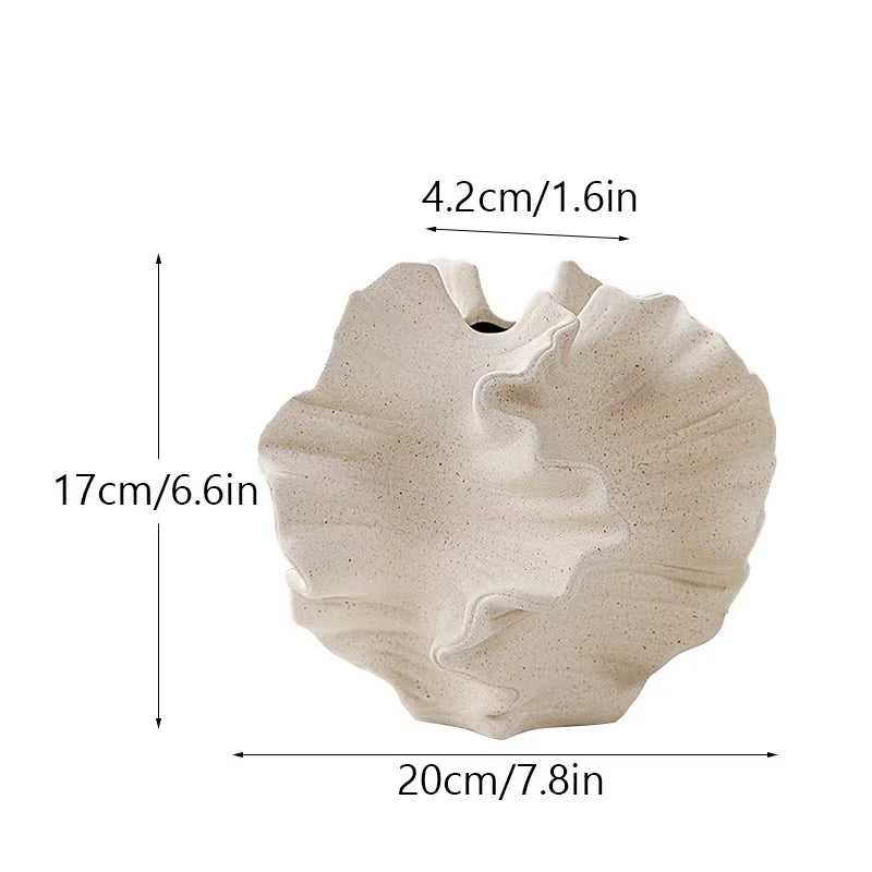 Ceramic Coral Vase Nordic Art Beige Matte Container for Flower Pampas Grass Living Room Tabletop Centerpieces Decoration