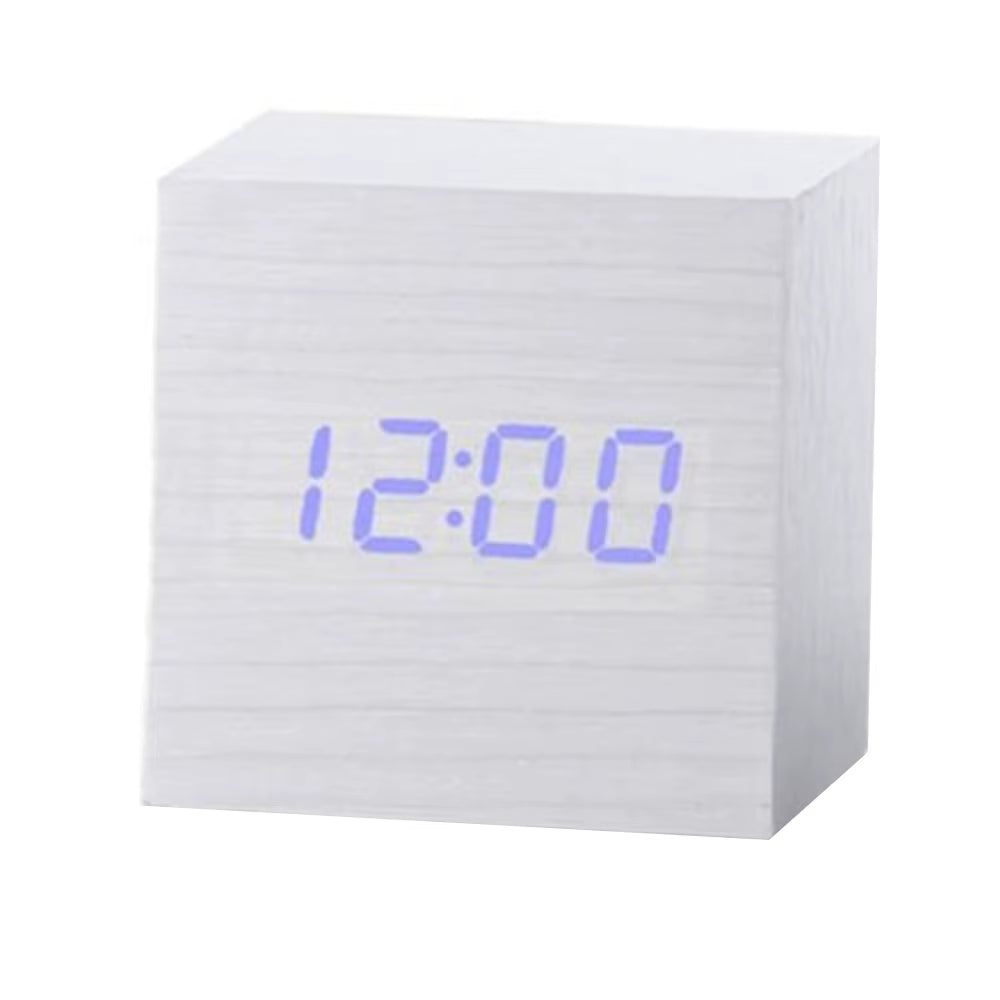 New Arrival Wooden LED Alarm Clocks Temperature Electronic Clock Sounds Control Digital LED Display Desktop Calendar Table Clock