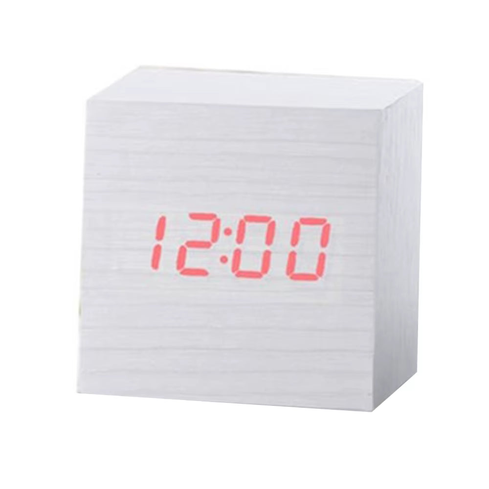 New Arrival Wooden LED Alarm Clocks Temperature Electronic Clock Sounds Control Digital LED Display Desktop Calendar Table Clock