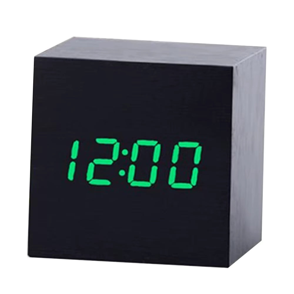 New Arrival Wooden LED Alarm Clocks Temperature Electronic Clock Sounds Control Digital LED Display Desktop Calendar Table Clock