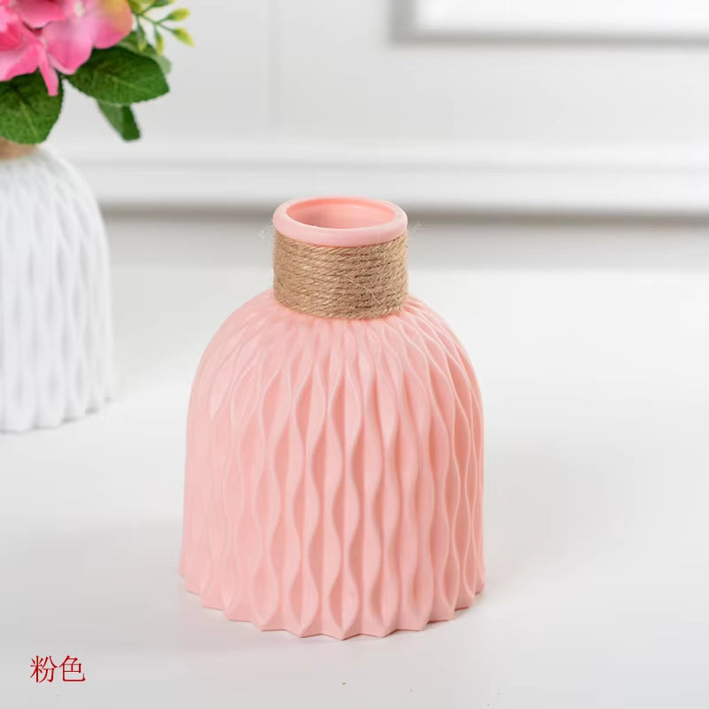 Nordic New Flower Vase Home Decor Plastic Vases Imitation Ceramic Unbreakable Flower Basket for Wedding Modern Room Home Decor