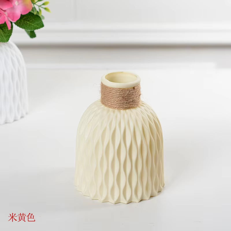 Nordic New Flower Vase Home Decor Plastic Vases Imitation Ceramic Unbreakable Flower Basket for Wedding Modern Room Home Decor