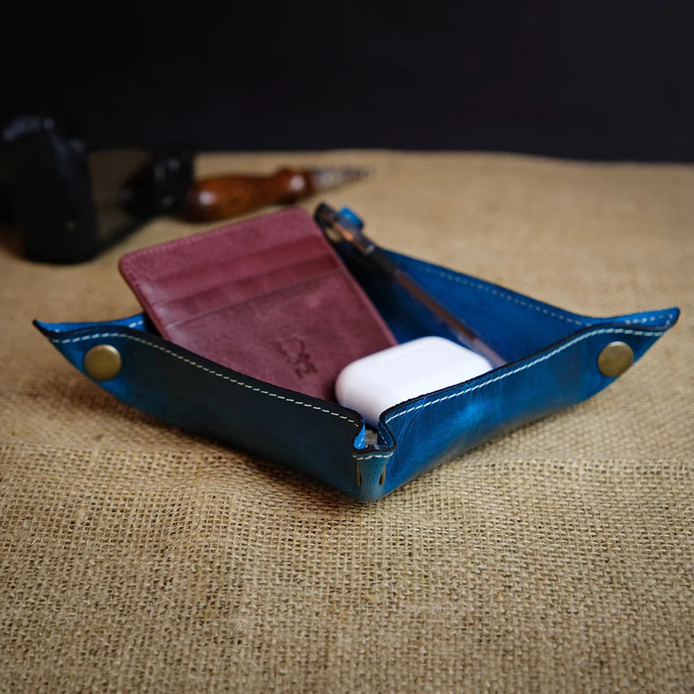 Trevi- Genuine Leather Catchall Tray, Desk Organizer