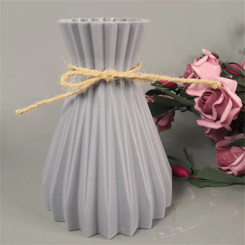 Nordic New Flower Vase Home Decor Plastic Vases Imitation Ceramic Unbreakable Flower Basket for Wedding Modern Room Home Decor