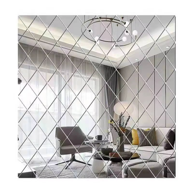 10/17/32/58Pcs 3D Mirror Stickers Acrylic Triangles Self-Adhesive Diamonds DIY Wall Mirror Stickers for Living Room Home Decor