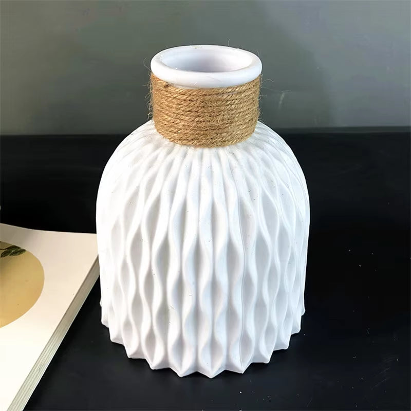 Nordic New Flower Vase Home Decor Plastic Vases Imitation Ceramic Unbreakable Flower Basket for Wedding Modern Room Home Decor